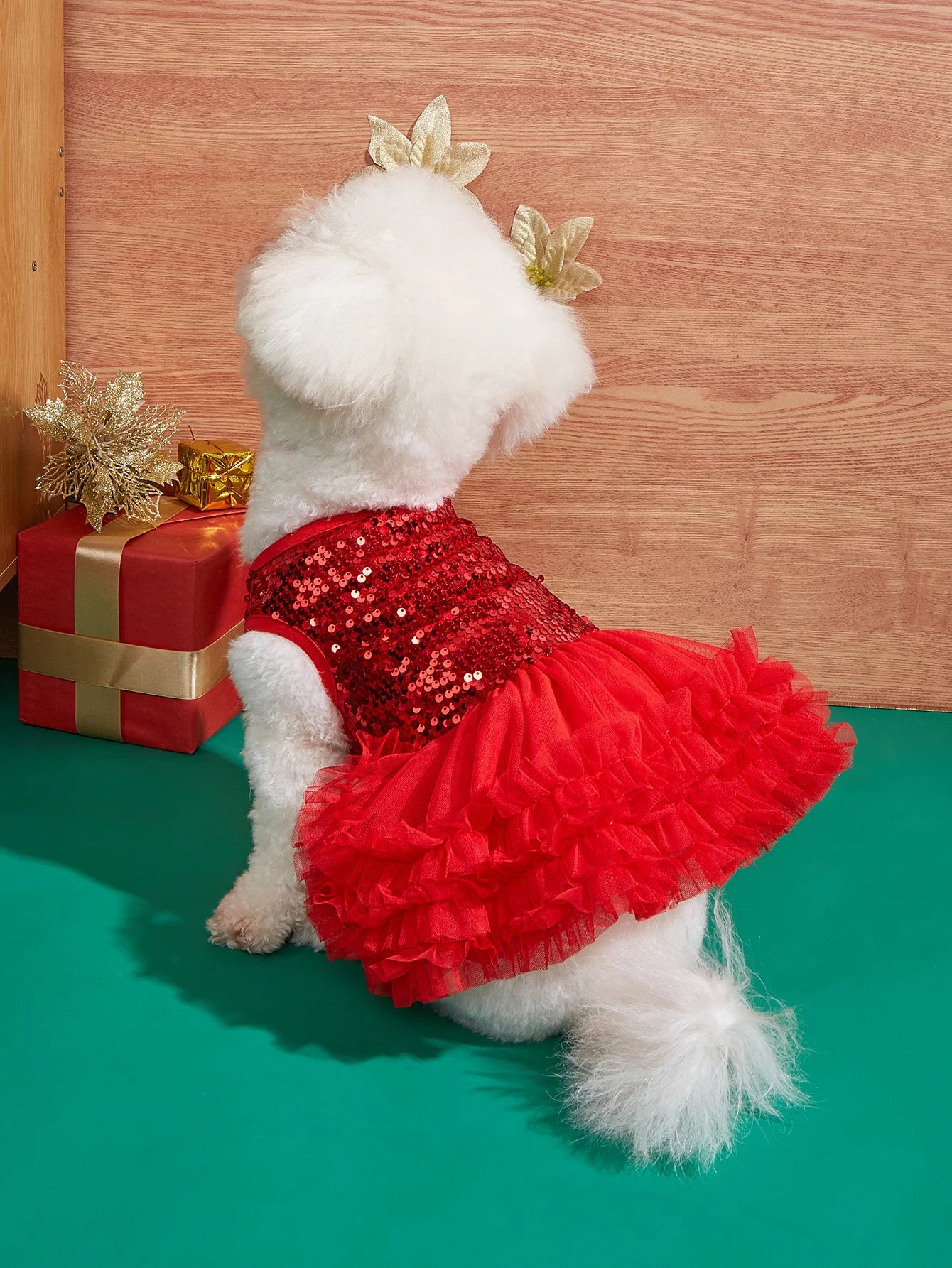 Dog Dress Girl Dog Sleeveless  Clothes  Sequin Pet Apparel Doggie Tutu with Tulle Cat Clothing Puppy Dresses Doggy Costume