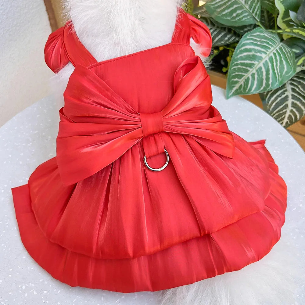 Pet Wedding Dress Dress Bow Skirt Dog Cat Clothing Pull Teddy Bears Spring/Summer Puppy Clothes Dog Clothes for Small Dogs