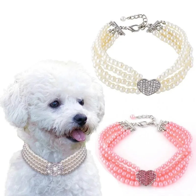 Pet Collar Puppy Cat Small Dog Jewelry Necklace Party Pearl Collar Pet Accessories  ошейник для собак