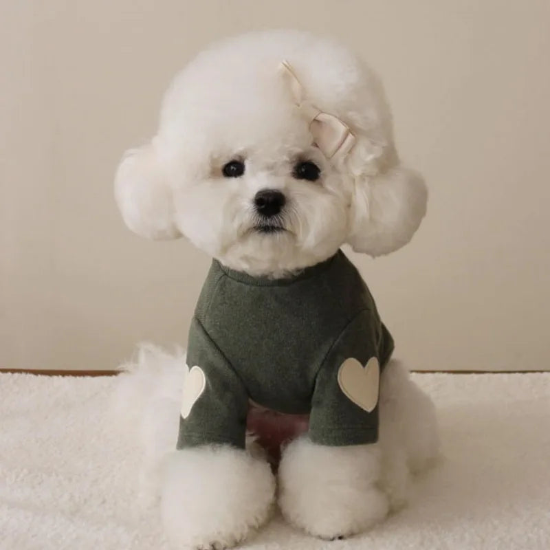 Fashion Pet Dog Bottoming Shirt Puppy Solid Color Clothes Winter Teddy Warm Two Legged Clothing Pet poodle Pullover Dog Jackets