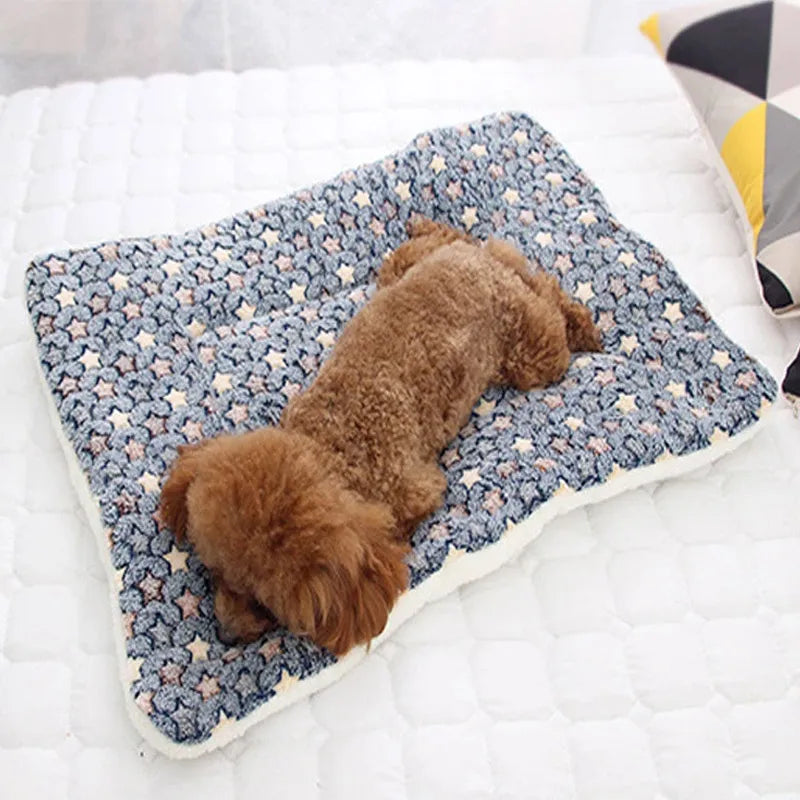 Pet Sleeping Mat Washable Plush Bed Mats for Cats Small Dogs Pad Blanket Warm Kitten Cushion Dog Accessories