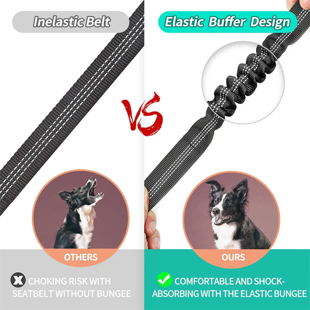 Pet Dog Car Seat Belt Retractable Buffer Elastic Reflective Safety Traction Rope Dog Leash Harness Dogs Dog Accessories Supplies