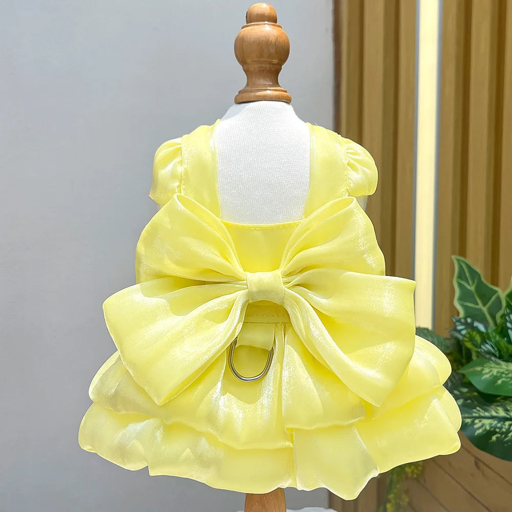 Pet Wedding Dress Dress Bow Skirt Dog Cat Clothing Pull Teddy Bears Spring/Summer Puppy Clothes Dog Clothes for Small Dogs