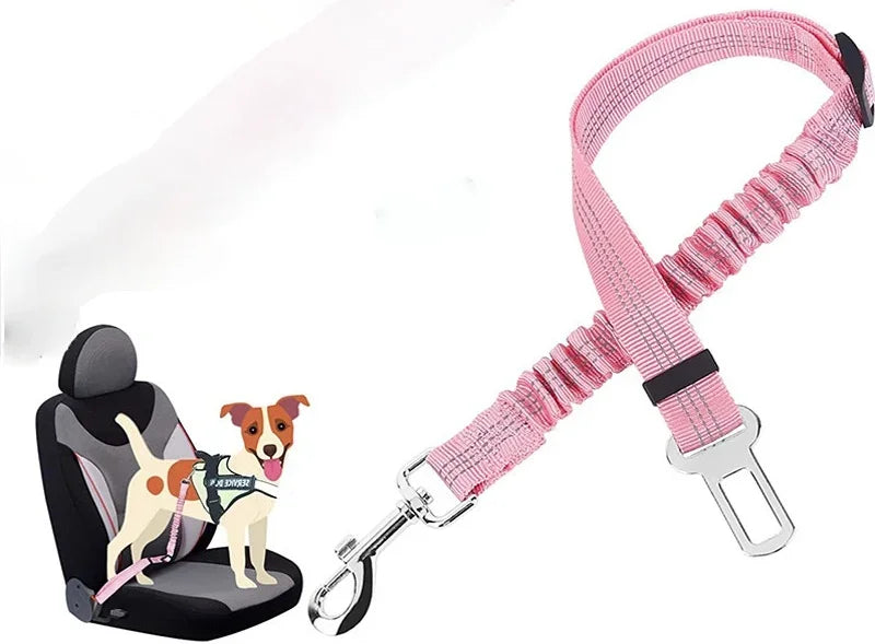 Pet Dog Car Seat Belt Retractable Buffer Elastic Reflective Safety Traction Rope Dog Leash Harness Dogs Dog Accessories Supplies