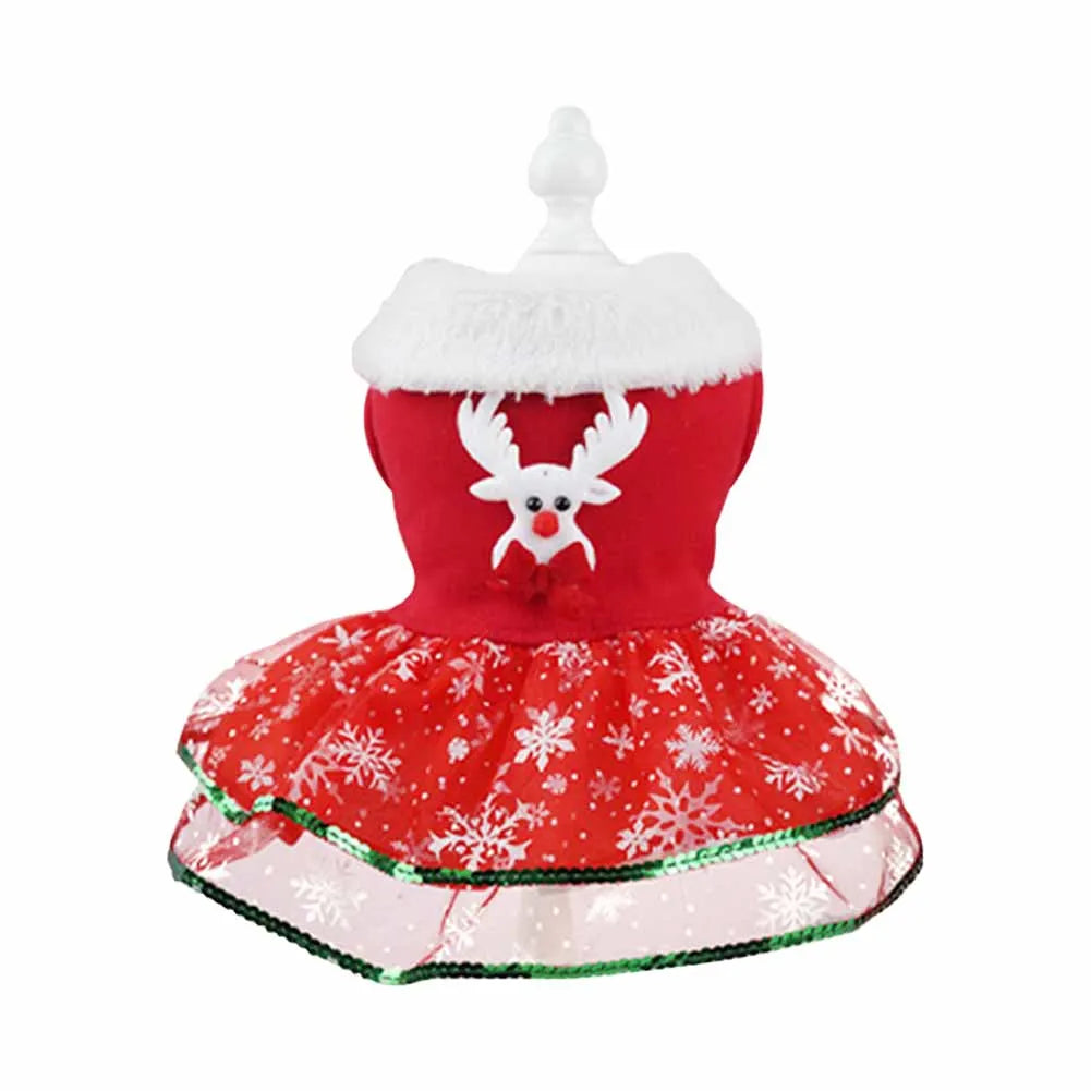 Pet Christmas Dress Costume Comfortable Santa Claus Pet Dress Easy To Clean Cat Dog Dresses Apparel Christmas Dress Up Supplies