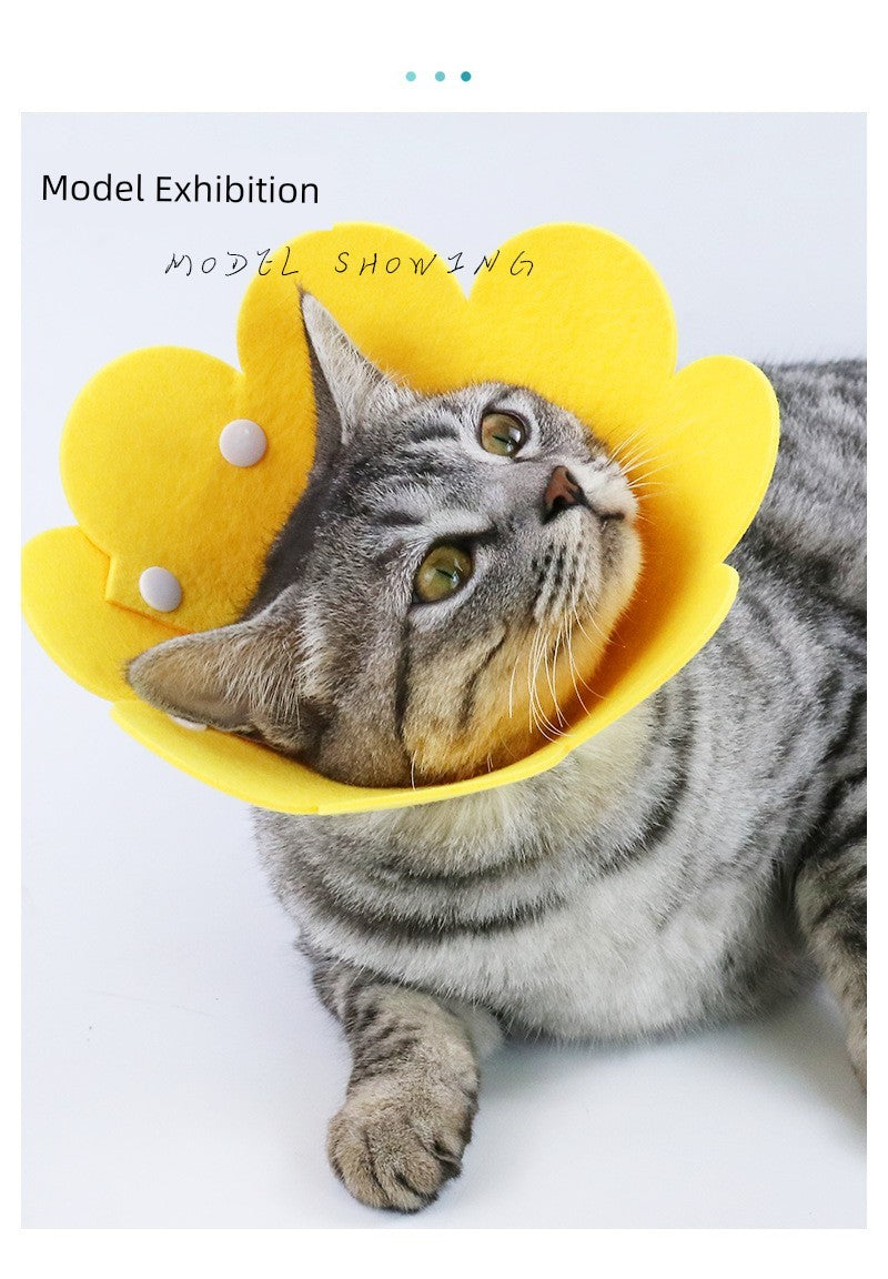 Elizabeth Ring Pet Dog Cat Felt SUNFLOWER Snap Collar Anti-Licking Wound Neck Sterilization Shame Ring