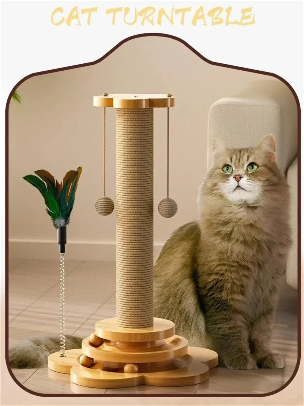 Juguete para gatos, rascador para gatos, plato giratorio para gatos, divertido palo para gatos, bolas, tablero rascador de sisal duradero, suministros para gatos, columna de agarre para gatos