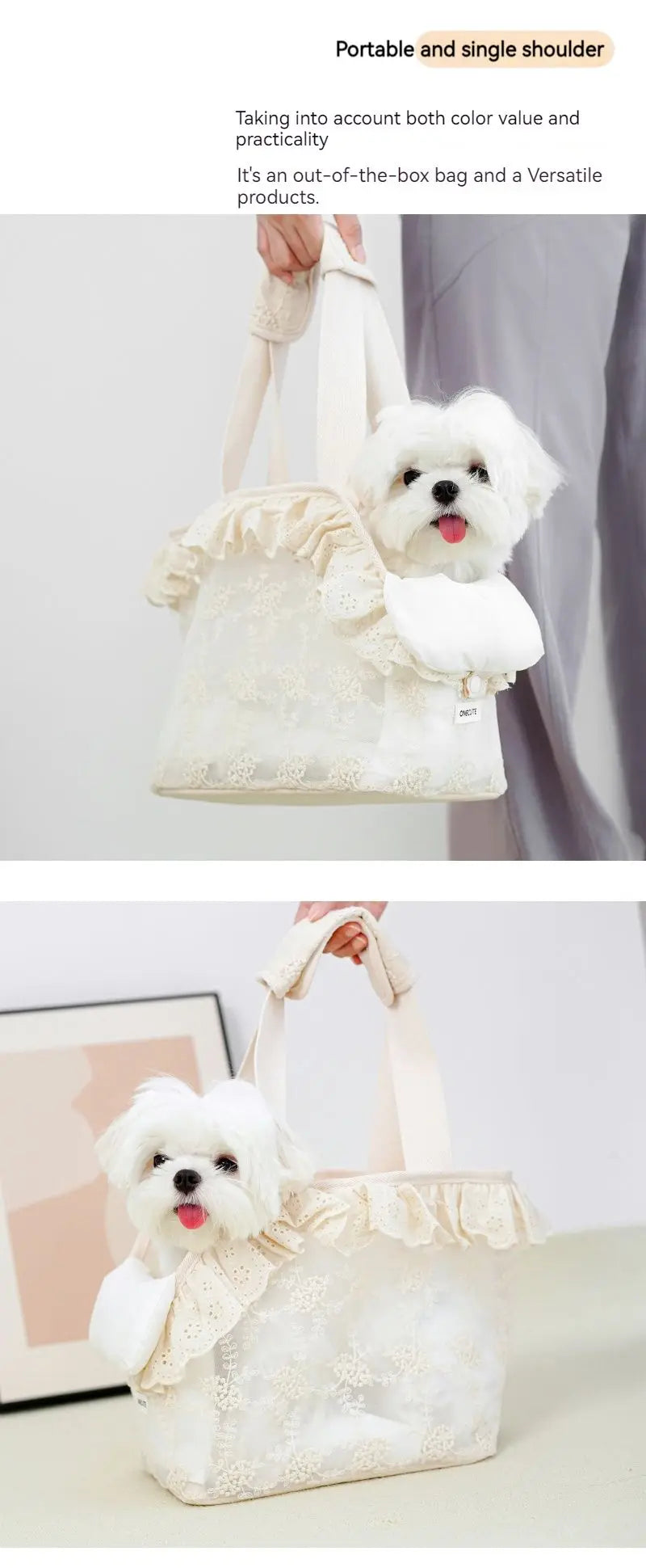 Onecute Puppy Carrier Dog Walking Pets  Accessories Bags Lace Handheld Shoulder for Cute Chihuahua Products