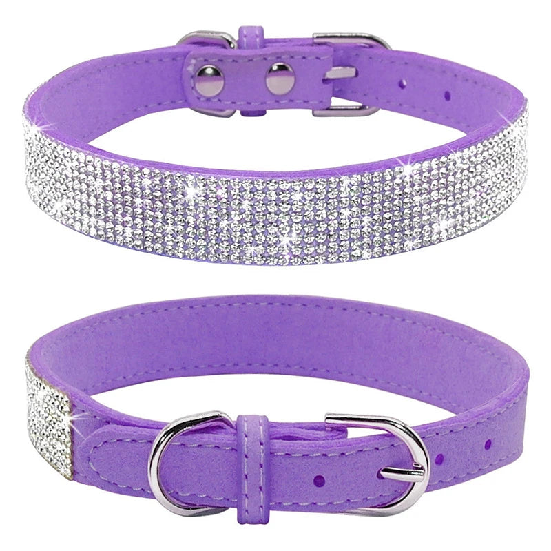 Dog Collar Crystal Glitter Rhinestone Pet Collars Zinc Alloy Buckle Collar For Small Medium Dogs Cats Chihuahua Pug Dog Collar