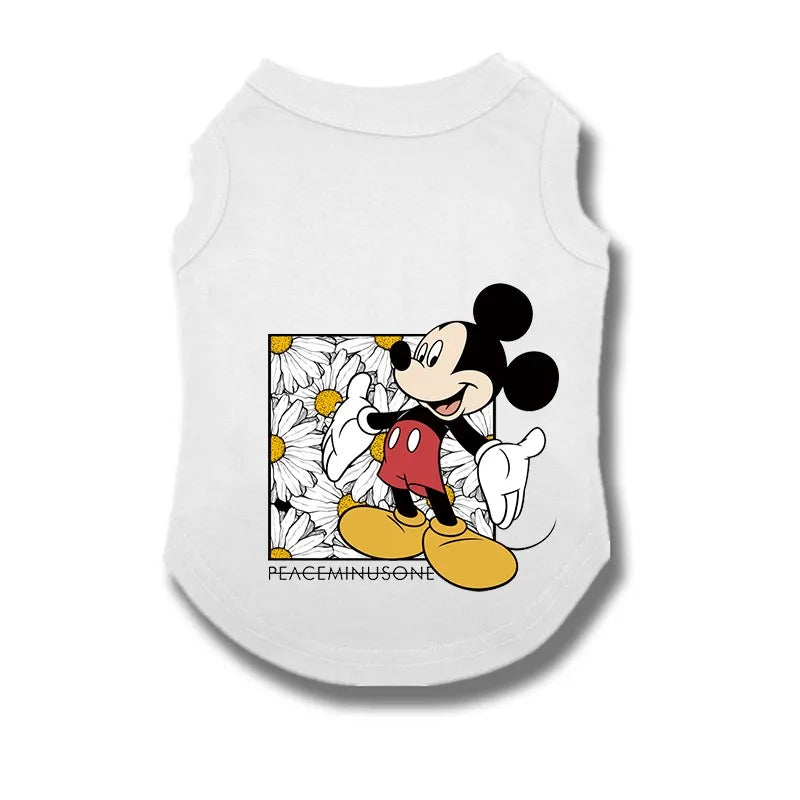 Disney Cartoon Dog Cat Vest Summer Pet Dogs Clothes Mickey And Minnie Dog Shirt for Small Medium Puppy French Bulldog Ropa Perro