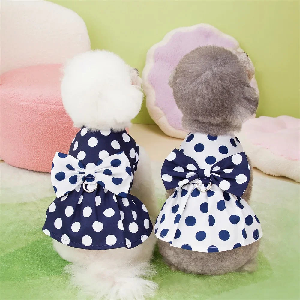 Lovely Dot Pattern Dog Dress for Female Pet Cat Puppy Princess Wedding Party Skirt