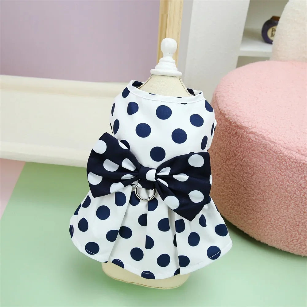 Lovely Dot Pattern Dog Dress for Female Pet Cat Puppy Princess Wedding Party Skirt