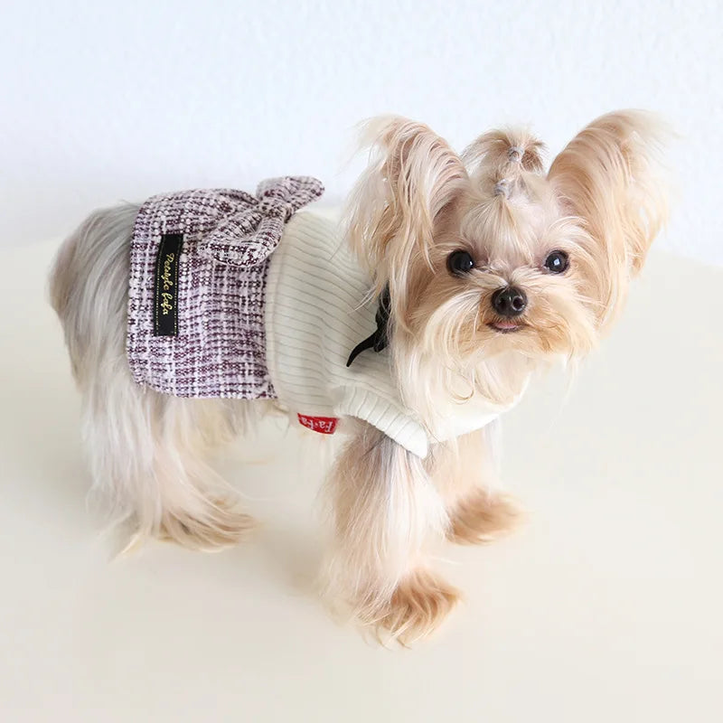 Pet Autumn and Winter Knitted Patchwork Coarse Woolen Dress New Woolen Dress Dog and Cat Clothing Puppy Clothes for Small Dogs