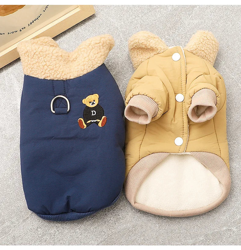 Dog Pet Clothing Bear Traction Jackets for Dogs Clothes Cat Small Winter Velvet Thickening Fashion Boy Yorkshire Accessories