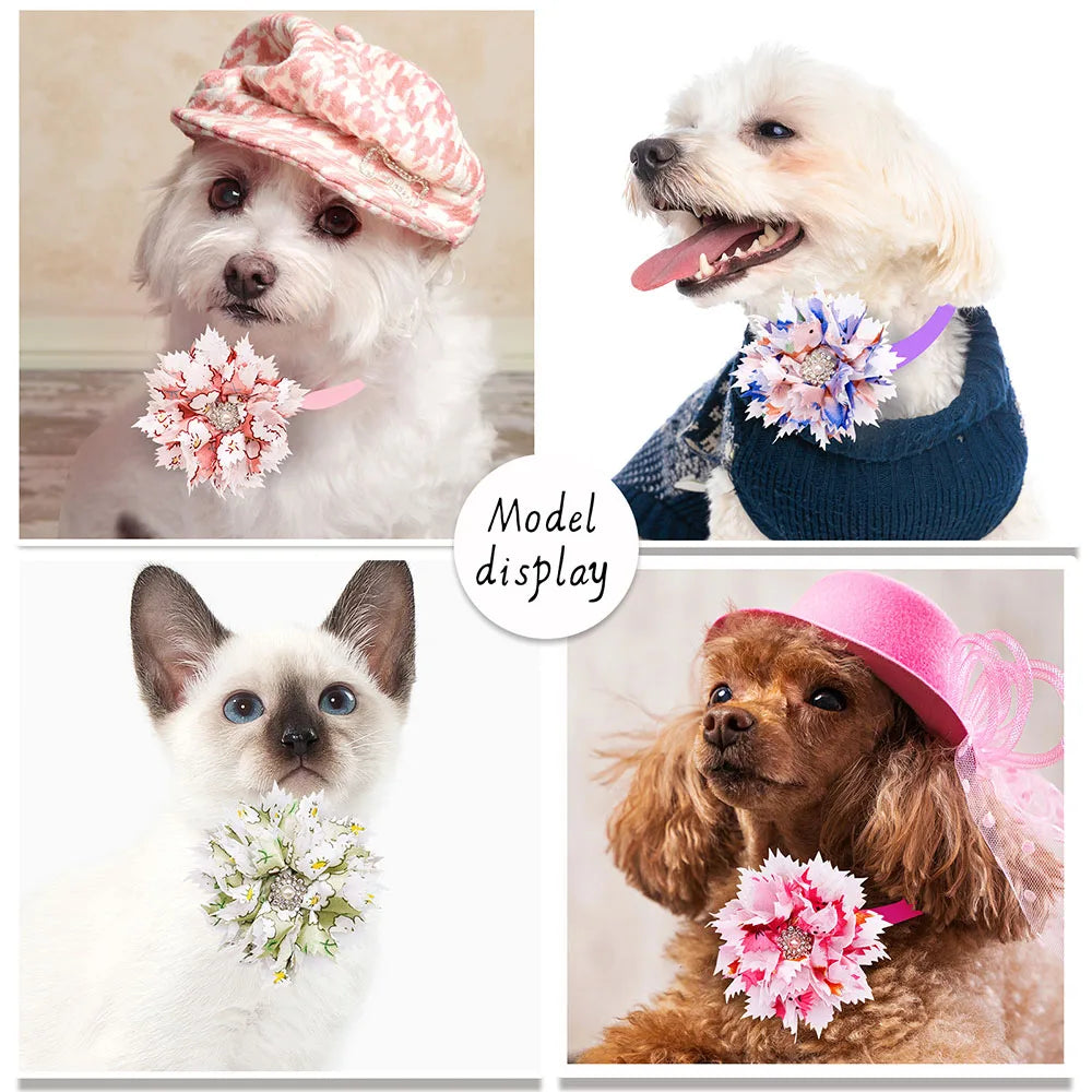 10PCS Adjustable Cat Dog Flower Bowties Small Medium Pets Fashional Accessories Puppy Bow Tie Party Handmade Bulk Pet Products