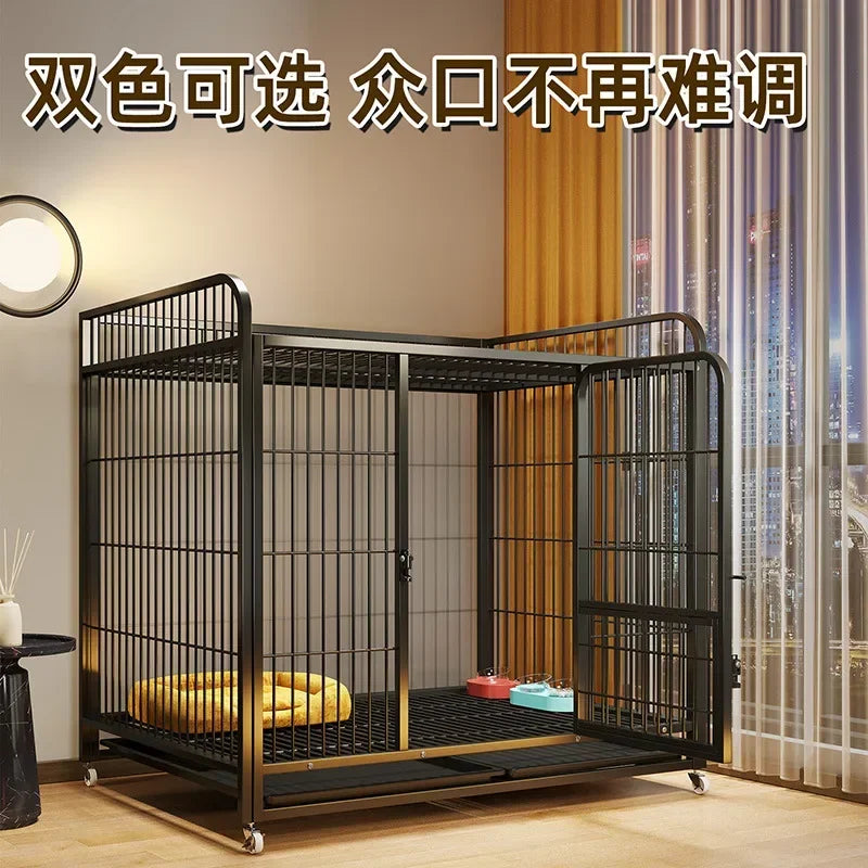 Large Dog Square Tube in Dog Cage Thickened Pet Cage Small Dog Iron Cage