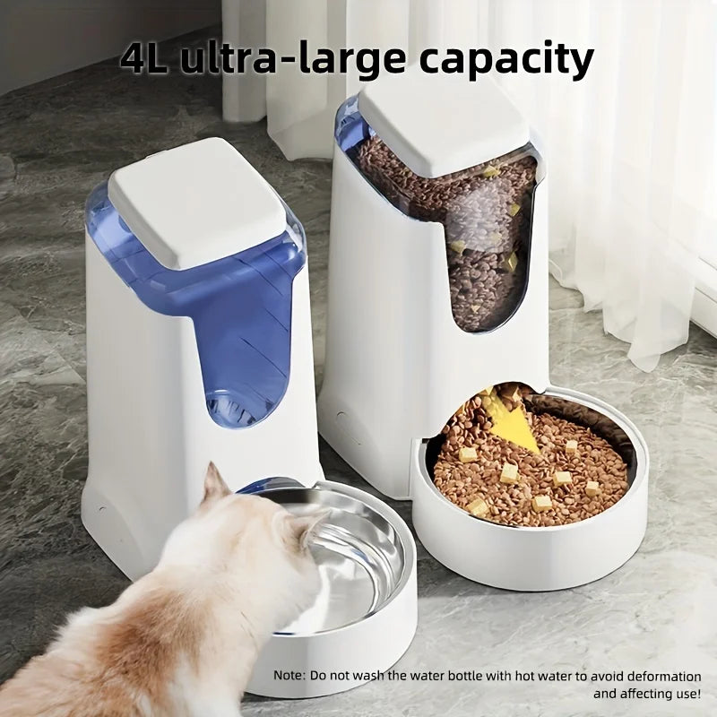 Automatic Pet Feeder/Water Dispenser, Gravity Vision Dog Feeder Water Dispenser With Stainless Steel Bowl, Indoor Dog Automatic