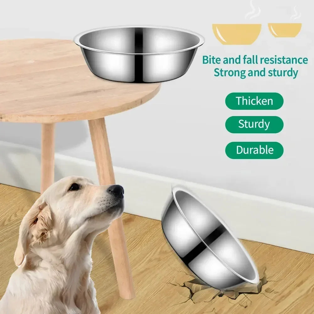 Stainless Steel Metal Dog Bowl for Small Medium Large Dogs Replacement Basic Dog Bowls Thickened Dog Water Feeder Bowls Pet Supp