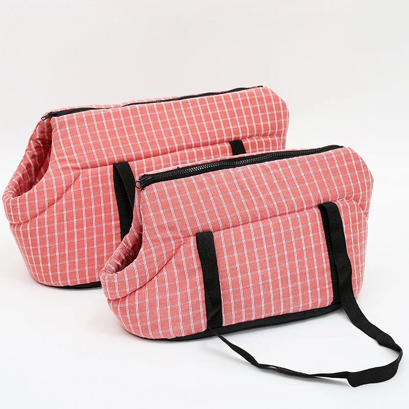 Plaid Pet Carrier for Cats or Dogs