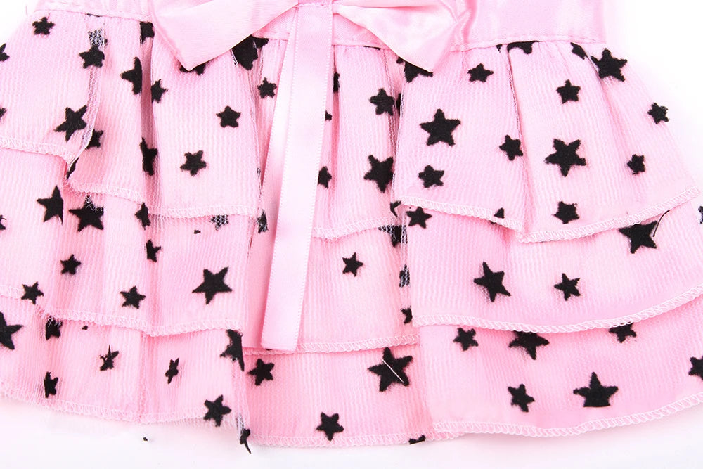 Dog Cat Dress Shirt Bow&Stars Design Pet Puppy Skirt Spring Summer Apparel 2 Colors