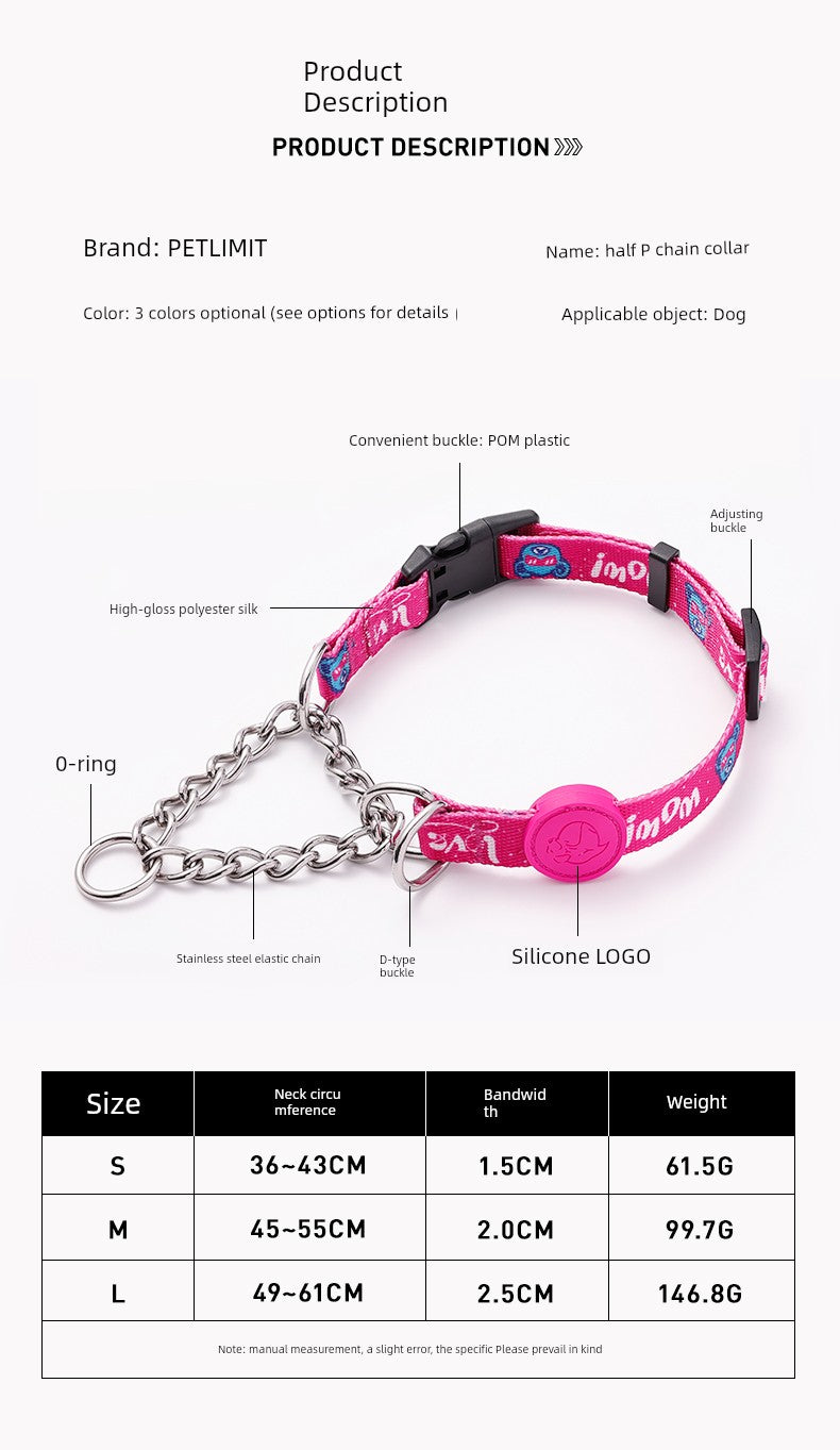 Half Chain Medium Large Dog Explosion-Proof Collar Dog