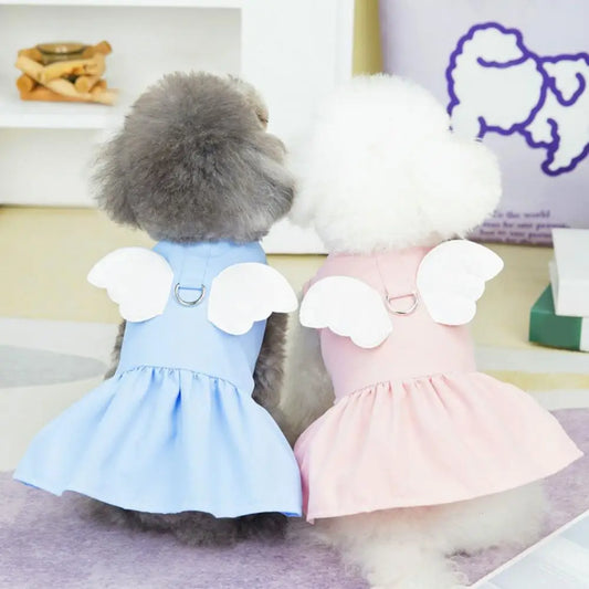 Elegant Pet Small Dog Dress Angel Wings  Tank Sleeveless Cotton Pet Puppy Dog Dress Cat Princess Pet Dog Clothes