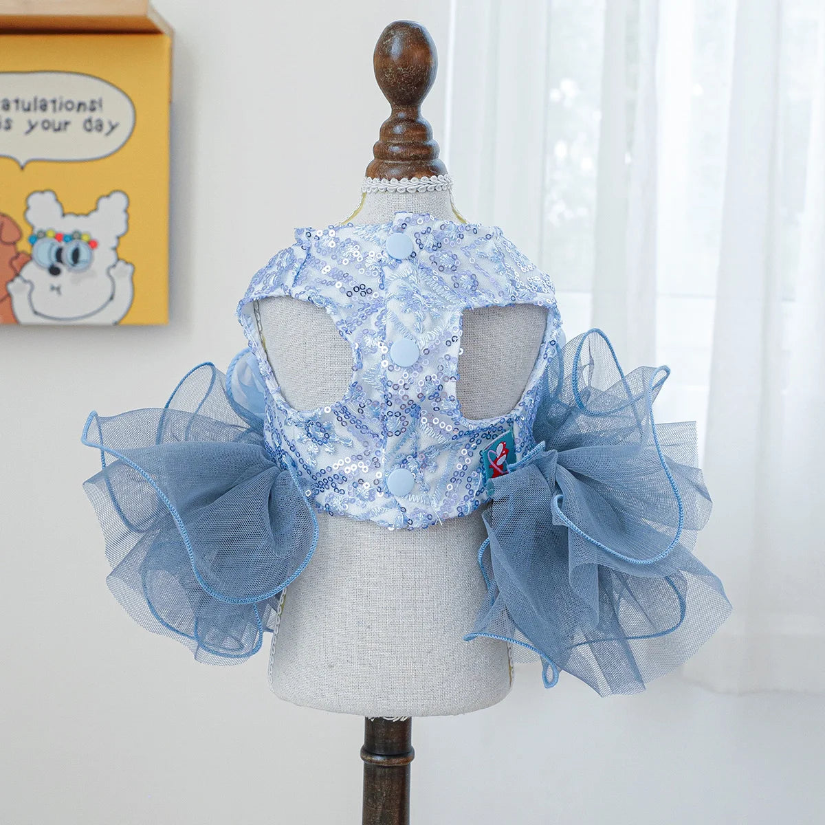 1PC Pet Clothing Spring and Autumn Blue Star River Dress Wedding Princess Dress Suitable for Small and Medium sized Dogs