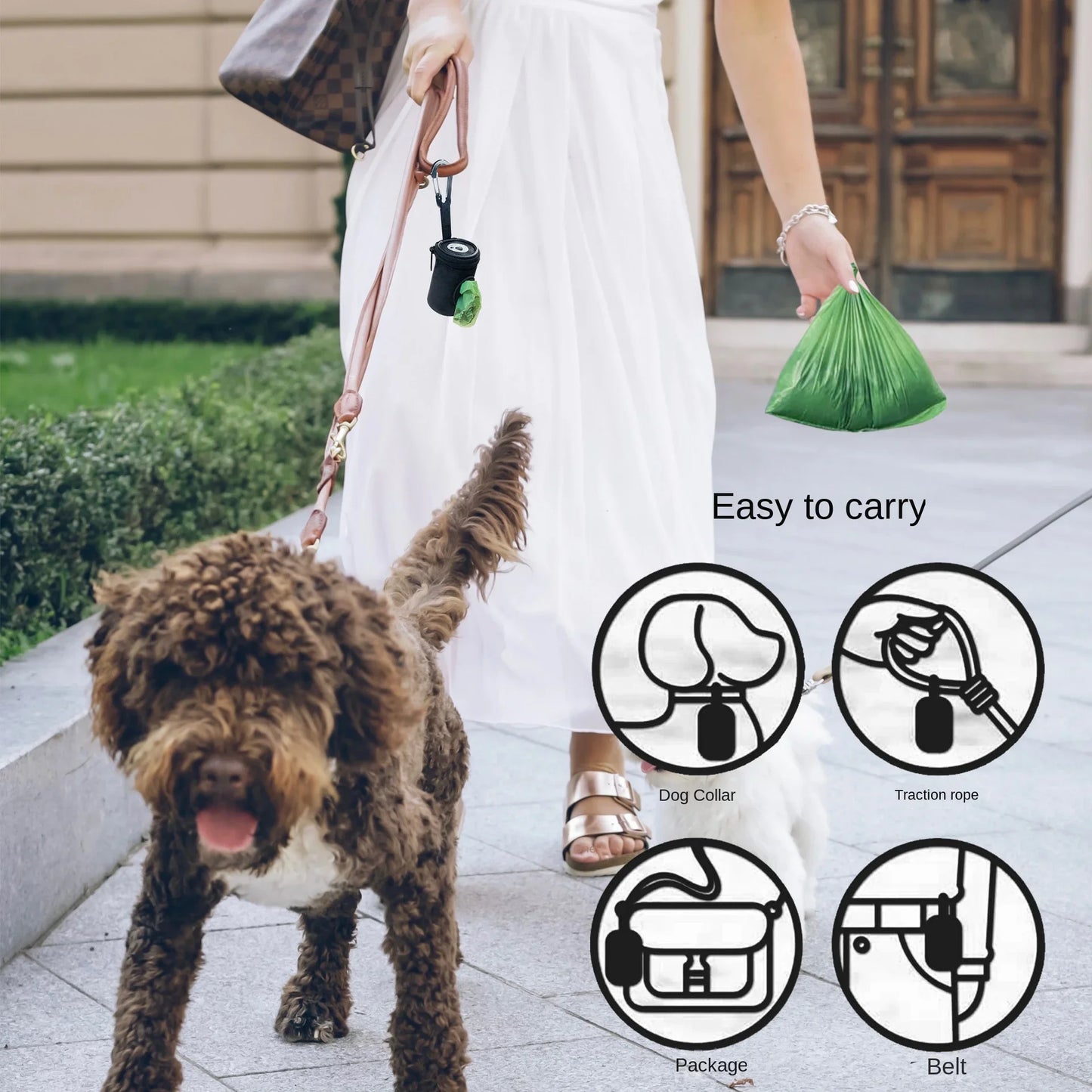 Pet Dog Poop Bag Nylon Adjustable Dogs Waste Poop Bags Dispenser Mini Travel Garbage Bag Pet Cleaning Tools