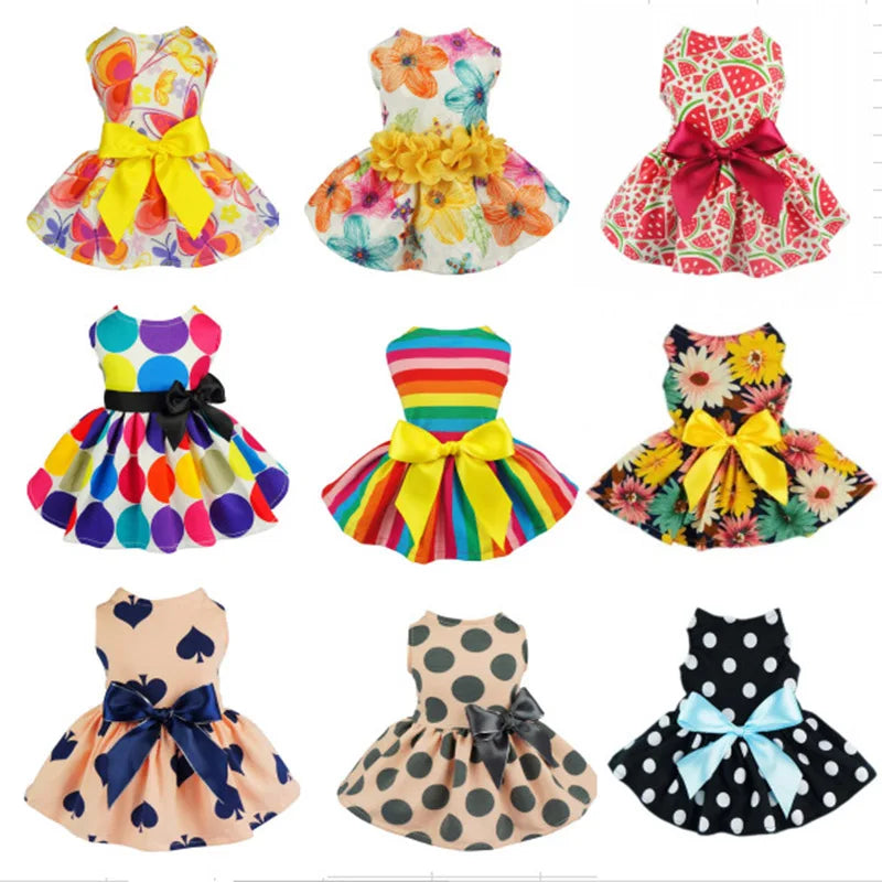 Pet Dress For Dogs Cats Cozy Summer Puppy Skirt Pet Dress Sundress Princess Party Small Dog Skirt Outfit Dog Clothes