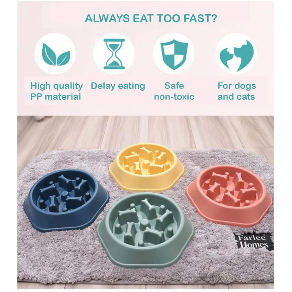 Pet Slow Food Bowl Cat/Dog Large Capacity Food Bowl to Relieve Anxiety, Anti-Choking, Non-Slip and Anti-Overturning Colored Bowl