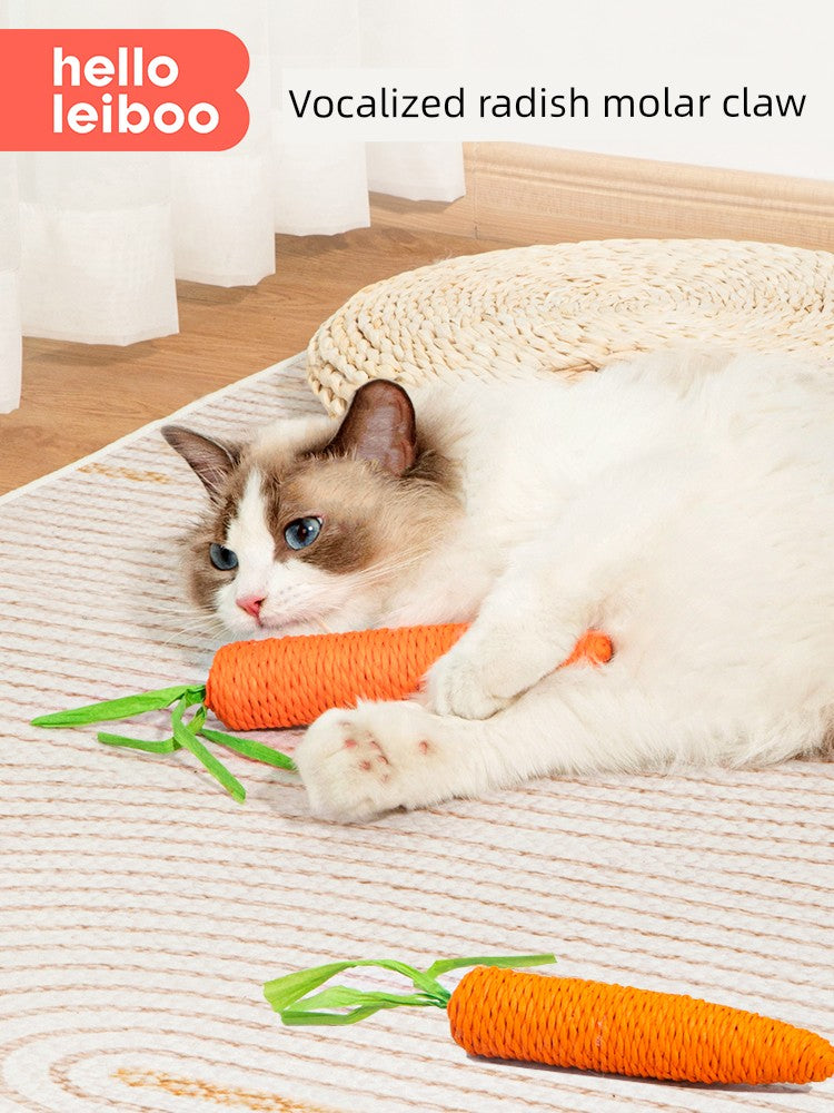 Cute Sound Carrot Grinding Claw Relieving Stuffy Cat Toy