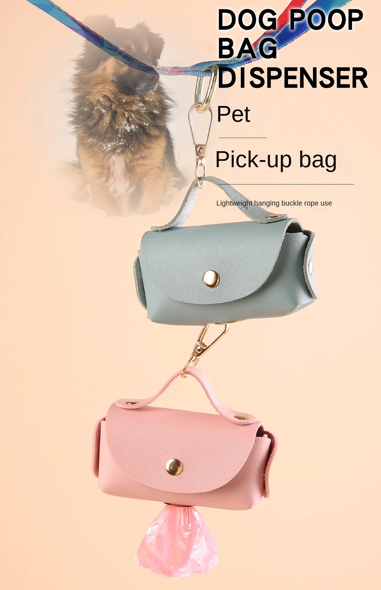 Stylish Pet Bag Holder Faux Leather Pet Poop Bag Holder with Dispenser for Dog Bags Portable Dog Poop Bag Organizer Supplies Pet