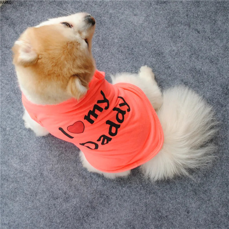 T-shirt d'été imprimé mignon pour animaux de compagnie, vêtements pour chiots, chiens, chats, gilet en coton, vêtements pour carlins, costumes pour chiens, vêtements pour petits chiens