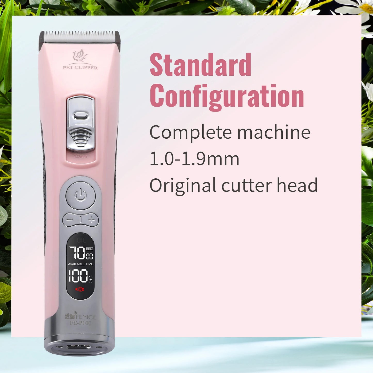 Fenice Clipper Dogs Professional LCD Screen Pet Cat Clippers Electrical Grooming Trimmer and Blade Rechargeable Haircut Machine