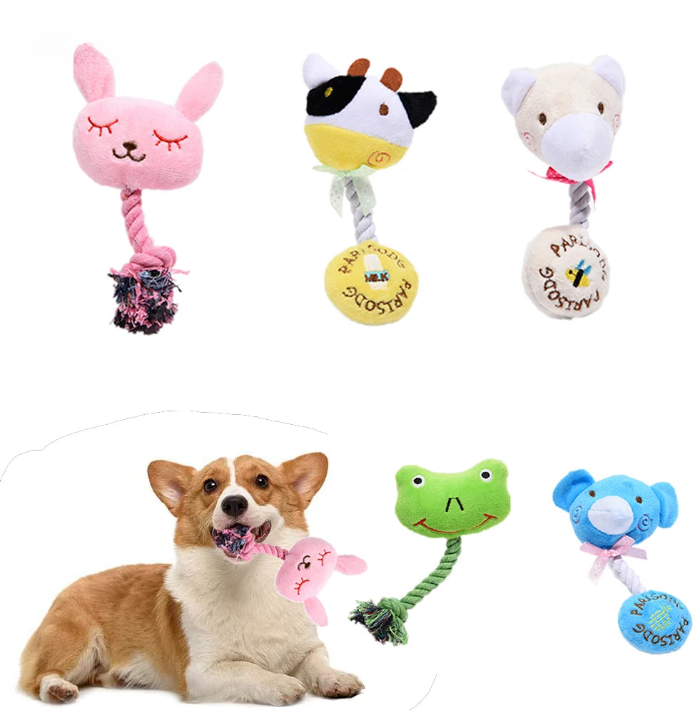 Pet Plush Toy Candy Bear Cotton Rope Rabbit Cartoon Plush Toy Cat Dog Grinding Teeth Sound Bite Resistant