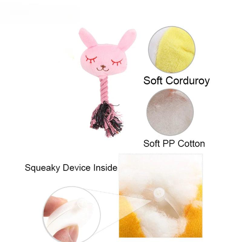 Pet Plush Toy Candy Bear Cotton Rope Rabbit Cartoon Plush Toy Cat Dog Grinding Teeth Sound Bite Resistant