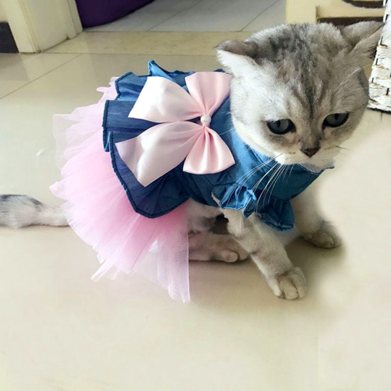 Dog Pet Dress Wedding Puppy Bowknot Dresses Clothing Spring Summer Pets Clothes Bowknot Spring Summer Dress Clothing Dog Dress