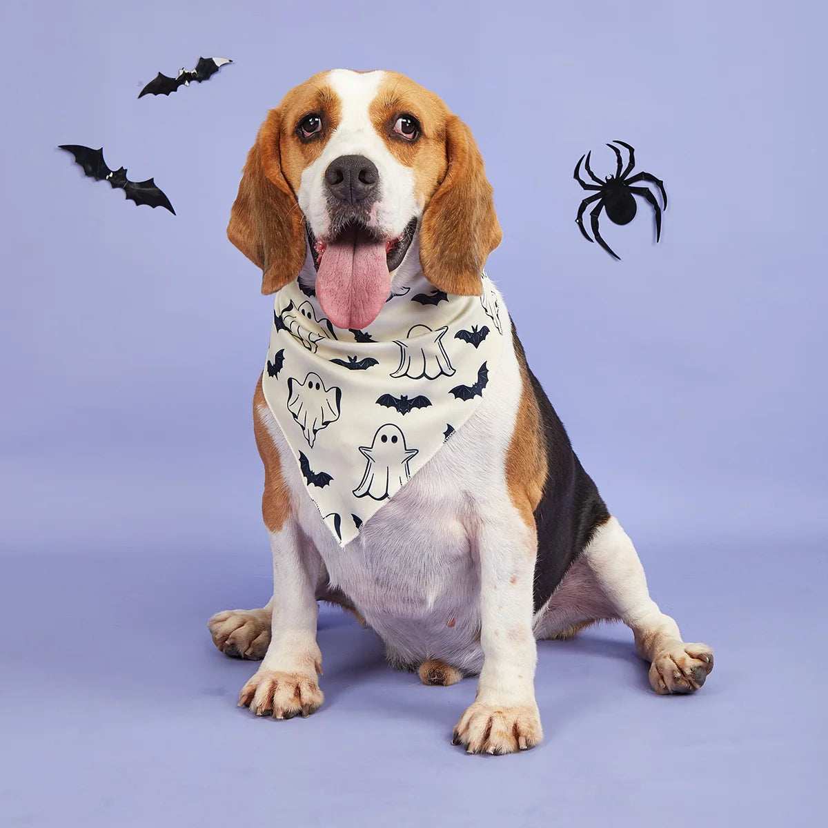 Soft Dog Bandana with Cute Ghost and Bat Pattern,Triangle Scarf for Puppy Small Dog, Pet Kerchief for Small Medium Dogs Hallowee