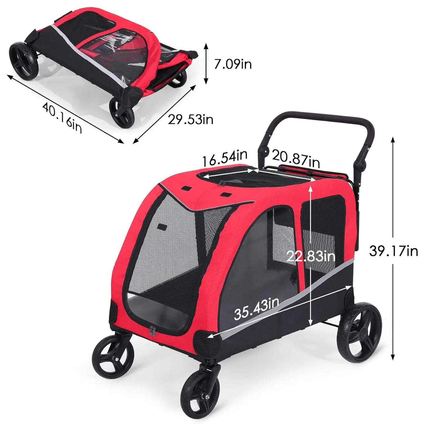 Dog Stroller For Large Dogs, Extra Large Pet Stroller For For Medium Dogs, Dog Stroller For 2 Dogs, Dog Wagon, Foldable Design