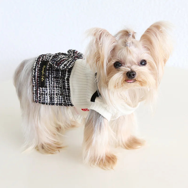 Pet Autumn and Winter Knitted Patchwork Coarse Woolen Dress New Woolen Dress Dog and Cat Clothing Puppy Clothes for Small Dogs