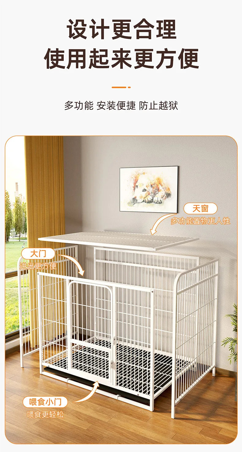 Large Dog Square Tube in Dog Cage Thickened Pet Cage Small Dog Iron Cage