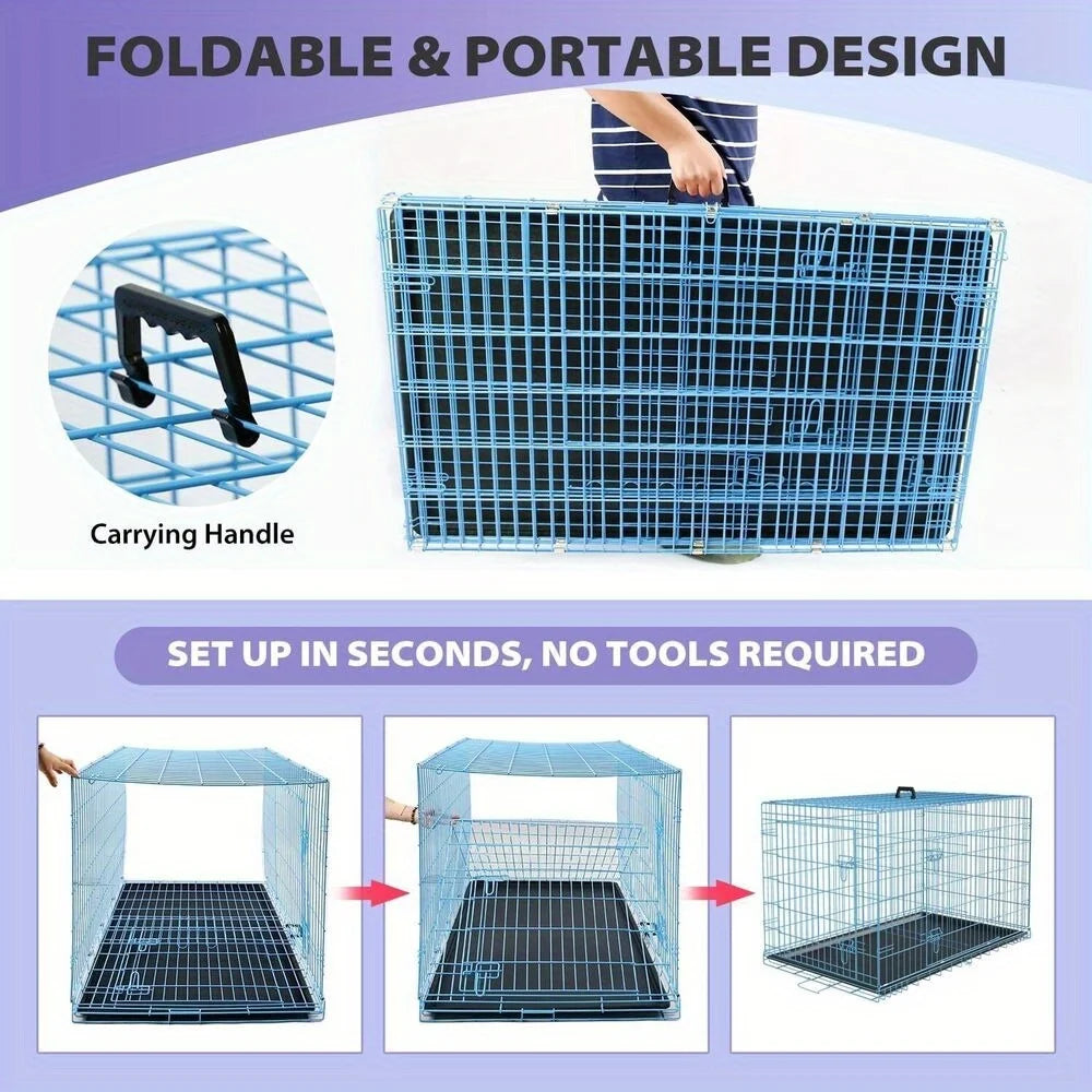 Folding wire kennel for large dog crate