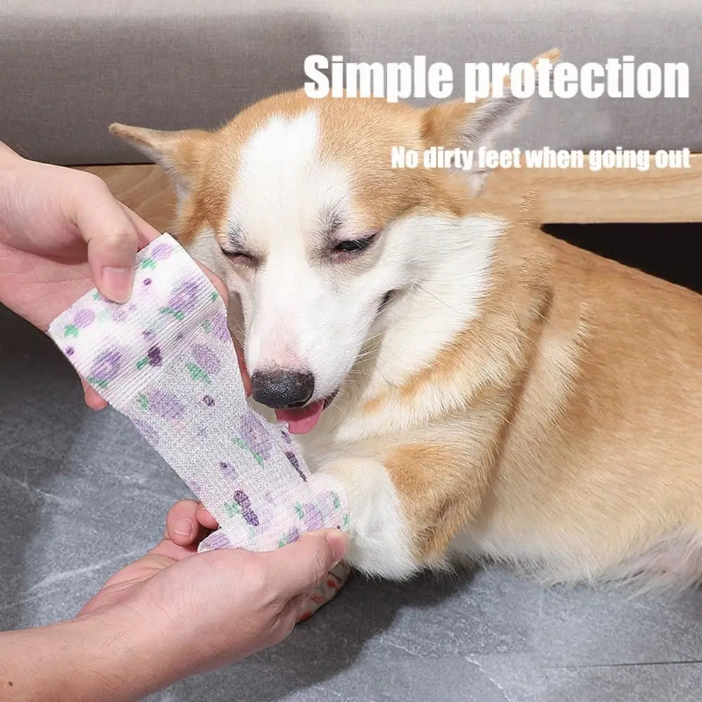 Disposable Dog Foot Covers Durable Anti-dirty Breathable Pet Self-adhesive Bandage Pet Go Out Foot Wrap