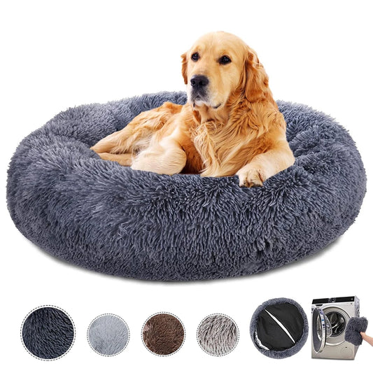 Round Removable Pet Bed Plush Large Dog Bed Winter Warm Fluffy Dog Cushion Cat Beds Super Soft Sleeping Small Dogs Nest House