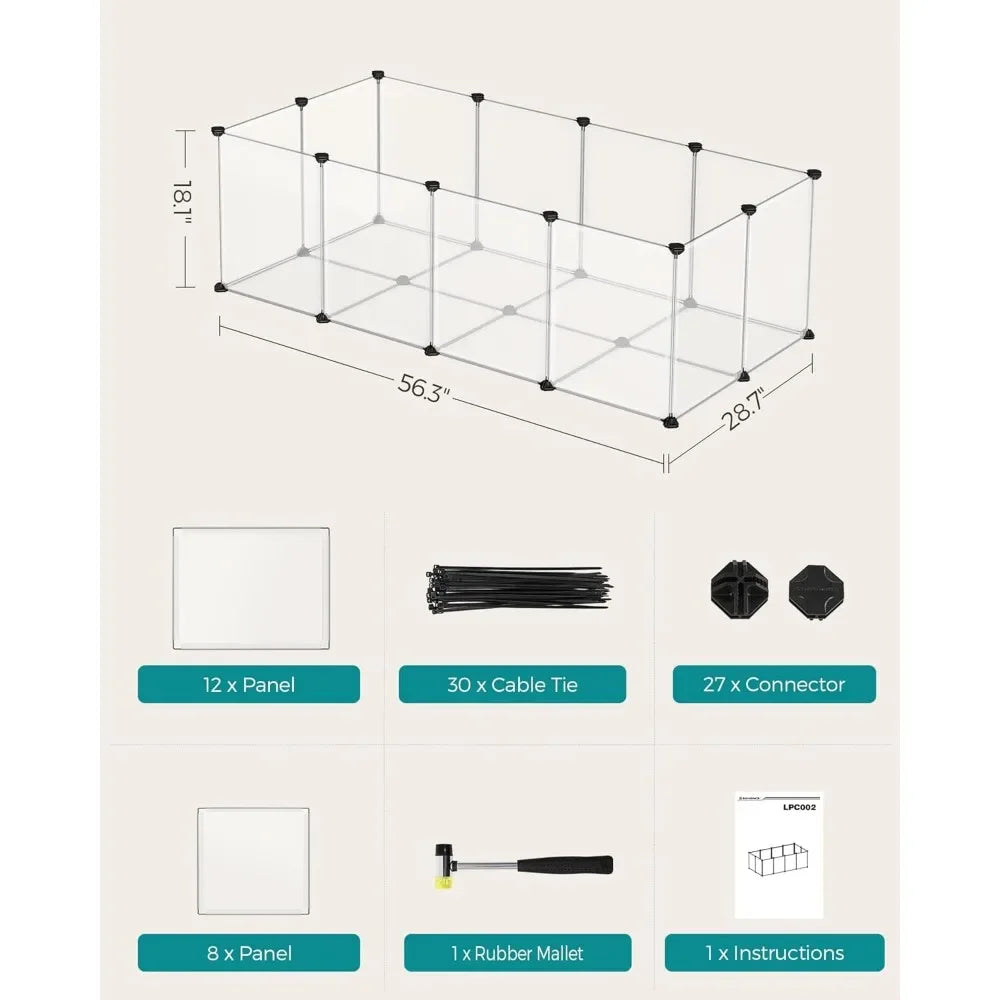 Pet Playpen with Floor, Small Animal Pen, Pet Fence Indoor, DIY Plastic Enclosure for Hamsters, Rabbits, Hedgehogs