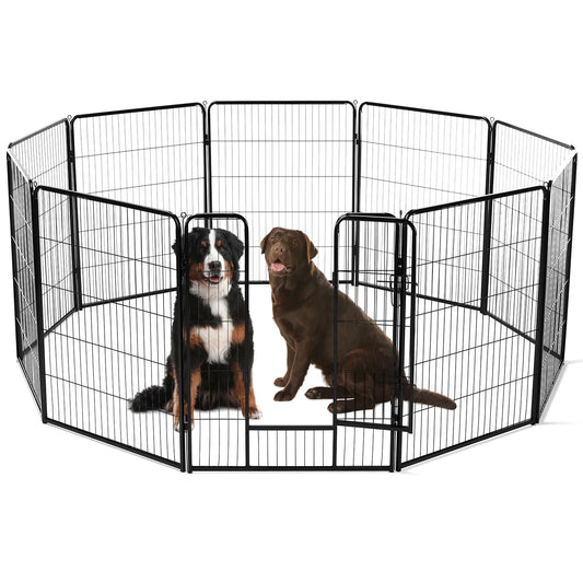 JHK 8 Panel Dog Playpen Indoor Pet Fence Exercise for Yard Gate Heavy Duty Crates with Doors Metal Dog Pen for Camping Outdoor