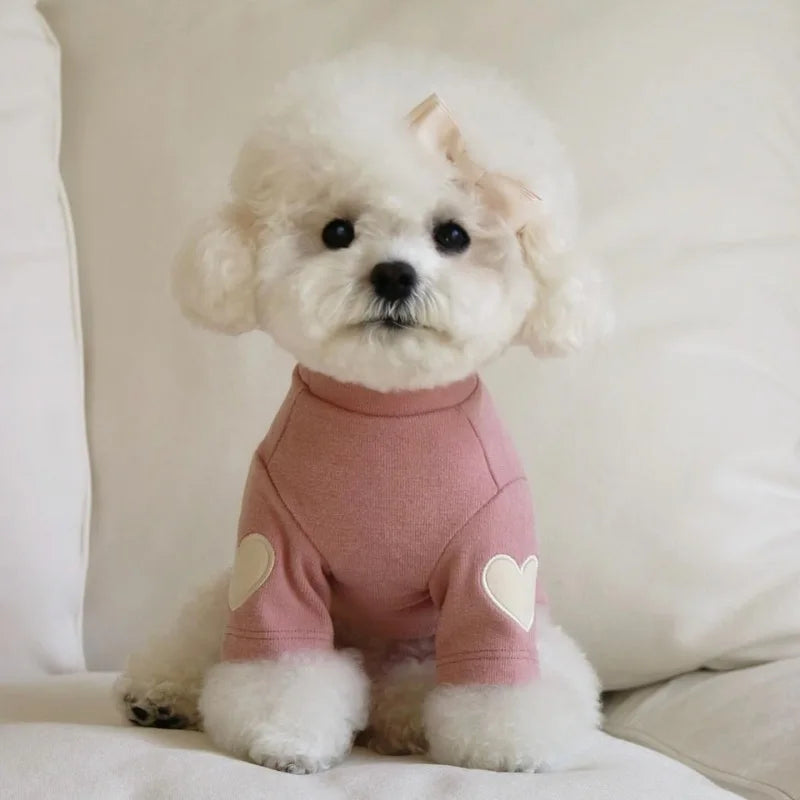 Fashion Pet Dog Bottoming Shirt Puppy Solid Color Clothes Winter Teddy Warm Two Legged Clothing Pet poodle Pullover Dog Jackets