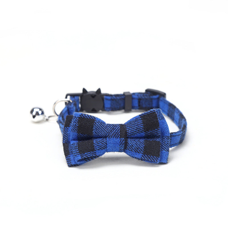 Pet Breakaway Kitten Cat Collar Bow Tie with Bell Cute Plaid Christmas Red Adjustable Dog Collar for Cats Kitten Accessories