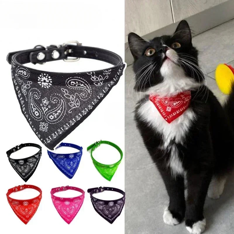 Collar para gato, hermoso collar ajustable para perro y gato, corbata triangular para saliva, pañuelo para perro, collar con piel sintética, producto para mascotas