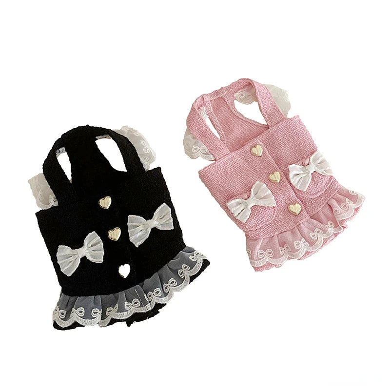 Pet Cat and Dog Dress Spring Autumn Winter Lace Heart Buckle Suspender Dog Clothes for Small Dogs Puppy Dog Clothes